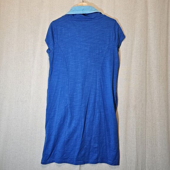 Zenergy By Chicos T-shirt Dress Blue Aqua Cowl Neck Pockets Cap Sleeves Size 1 M - Picture 9 of 10